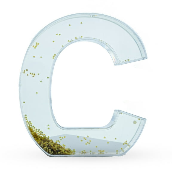 Letter C Glitter-Filled Acrylic Snow Globe