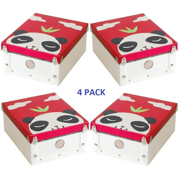 PACK 4 Caja organizadora de plástico con imagen de PANDA Tutti-Home TUTTI-HOME Rojo