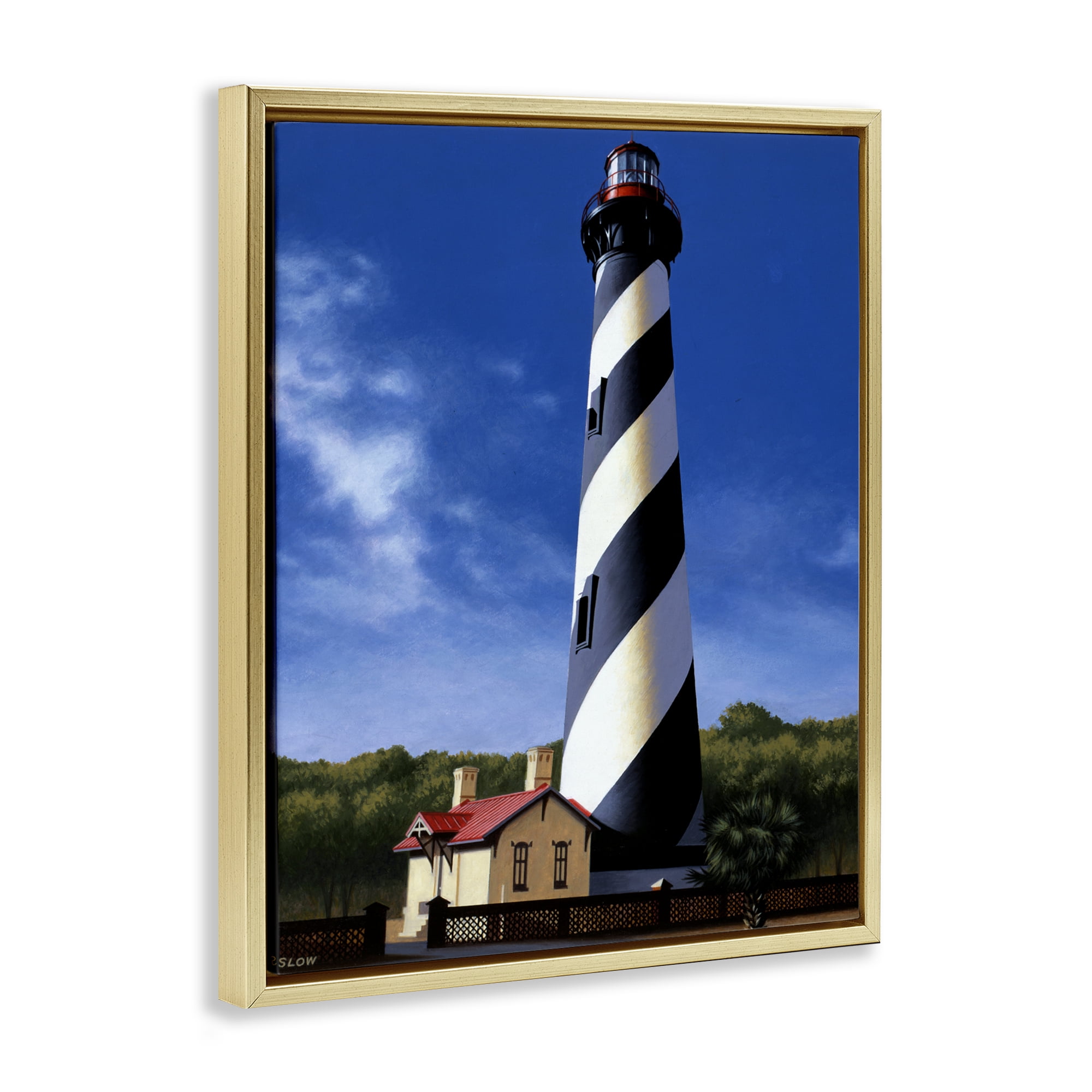 St. Augustine Lighthouse Gold Framed Floater Canvas Wall Art, design by Wind River Studios