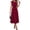 Burgundy, variant on Womens Spring Dresses Asymmetrical Neck Short Sleeve Pleated Swing Knit Midi Dress Business Casual