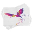 thumbnail image 1 of Ambesonne Hummingbirds Place Mats Set of 4, Feather Hummingbird, Standard Size, Magenta Blue Yellow, 1 of 6