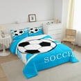 thumbnail image 3 of Erosebridal Soccer Comforter Set Queen Size Football Bedding Set Teal White Black Geometric Stripes Comforter Soccer Ball Game Sports Theme Quilt Set, 3 of 7