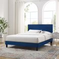thumbnail image 2 of Platform Bed Frame, Full Size, Velvet, Blue Navy, Modern Contemporary Urban Design, Bedroom Master Guest Suite, 2 of 10