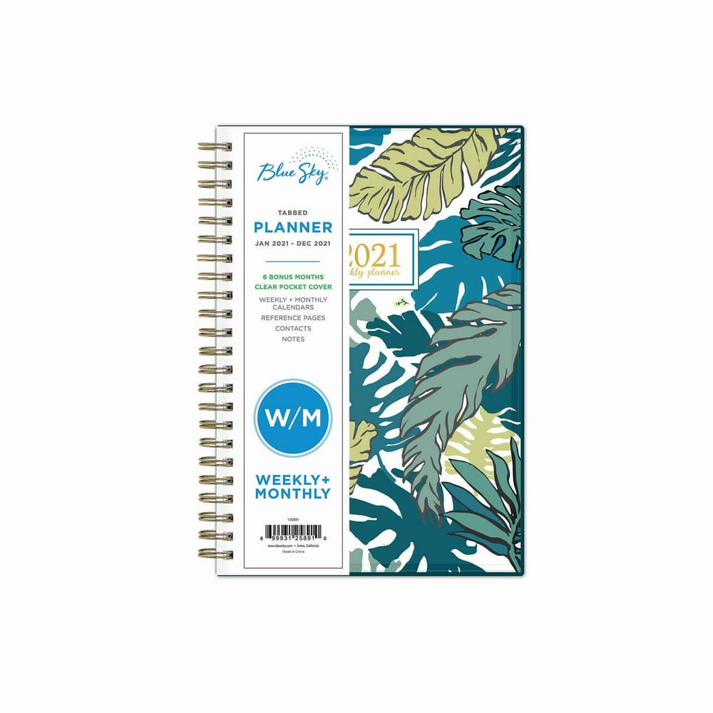 Blue Sky 2021 Weekly & Monthly Planner, 5" x 8", Grenada