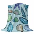 thumbnail image 6 of Teal Conch Coastal Blanket Soft Cozy Warm Throw Blanket for Couch, Plush Fuzzy Flannel Fleece Blankets for Sofa, Summer Beach Shell Starfish Ocean Bed Blankets Lightweight Gifts for Women, 40"x50", 6 of 9