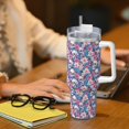 thumbnail image 6 of Sikiie white flower Skull blue Insulated Stainless Water Bottle Lid Travel Mug Cup Insulated Tumblers Cup 40oz Ice Bully With Handle, 6 of 8