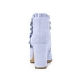 thumbnail image 2 of Unique Bargains Women's Pointed Toe Ruffle Block Heels Ankle Booties Purple 7.5, 2 of 6