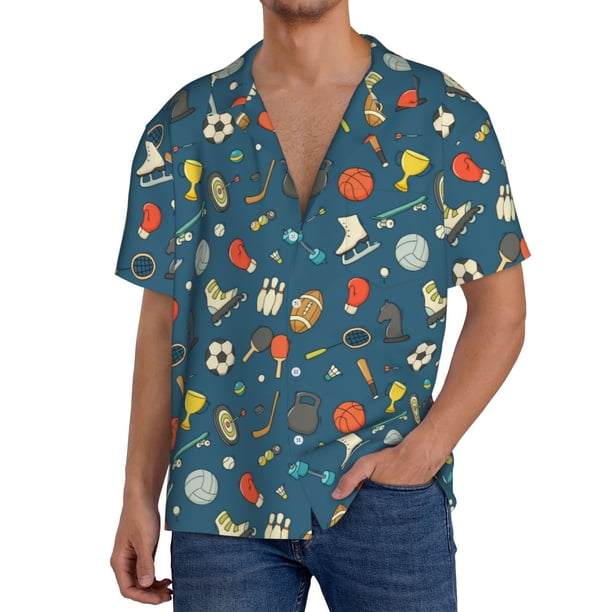 Balery Sports Ball Camisa Casual de Manga Corta con Botones para Hombre, Texturizada, Estilo Cubano, para Playa, Verano-XX-Large
