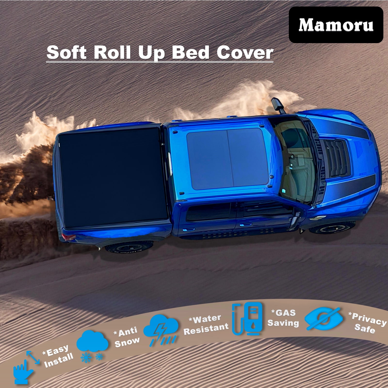 Mamoru Soft Roll Up 5.6ft Truck Bed Cover Compatible for 2015 2016 2017 2018 2019 2020 2021 2022 2023 2024 2025 F-150 and Lightning Vinyl Tonneau Cover | Styleside
