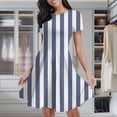 thumbnail image 2 of Aesthetic Distant Blue And White Vertical Women's Classic Swing Skater Dress Casual Work Party Cocktail Dresses, 2 of 6