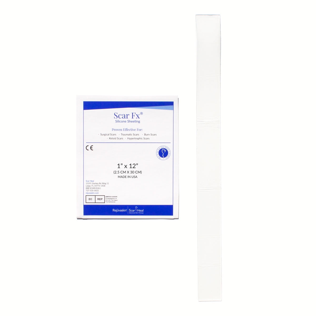 Rejuvaskin Scar Fx Silicone Sheeting - 1" x 12" - 100% Healthcare Grade Silicone - Physician Recommended