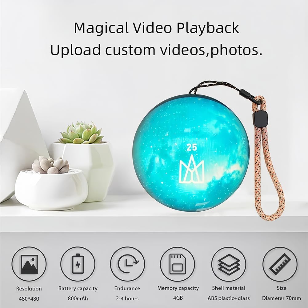 Boule Mémoire Vidéo LED - 4 Go, écran HD 480x480, Batterie 2-4h, Cadeau Personnalisé Créatif