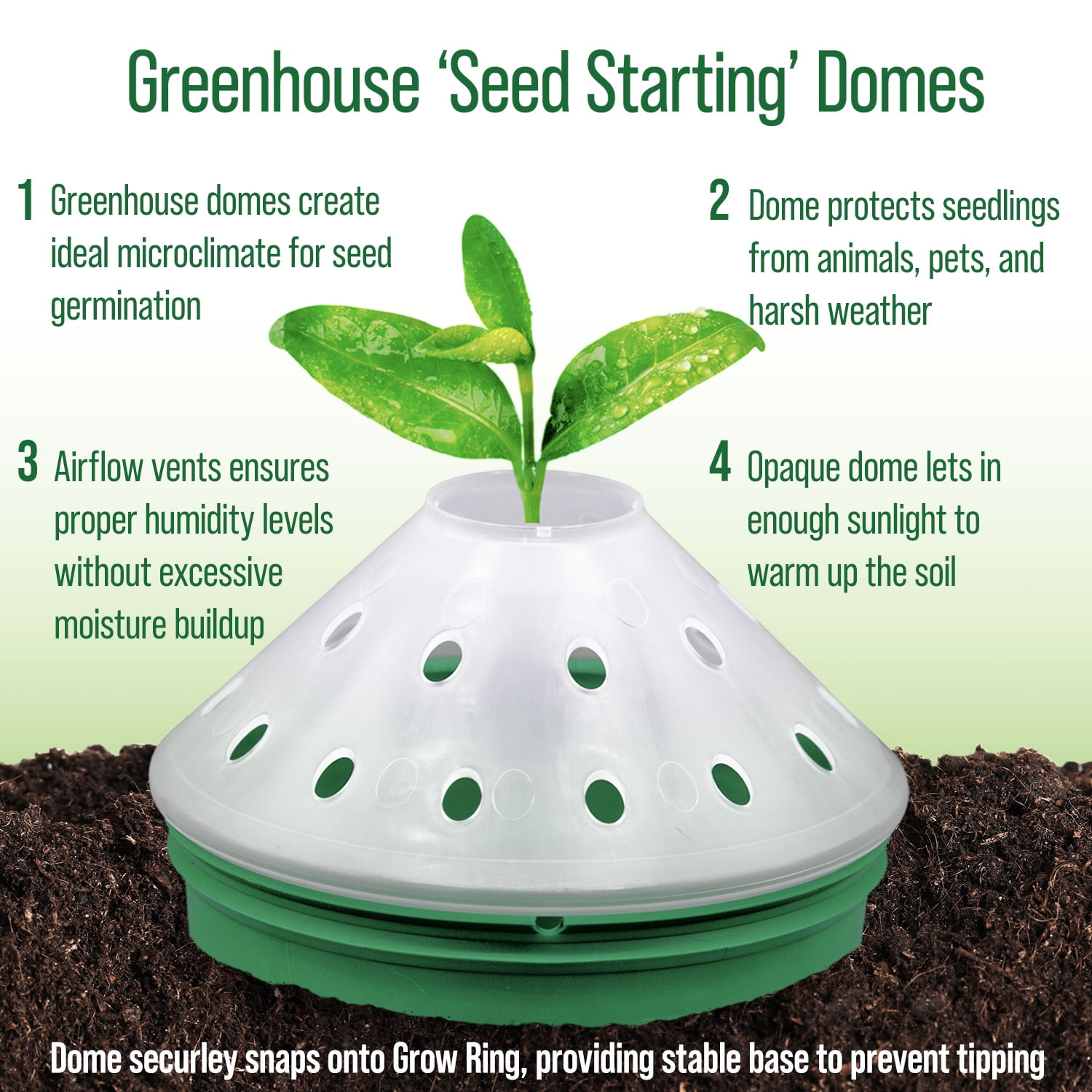 Rooted Promise Herbs Garden Kit Organic Herb Seed Starter Kit with Grow Rings and Greenhouse Domes 4pk
