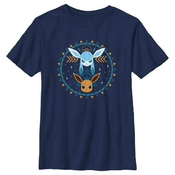 Boy's Pokemon Eevee and Glaceon Circle Graphic T-Shirt