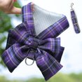 thumbnail image 4 of WOLIAUO Dog Harness and Leash Set, Cute Bow Tie Plaid Harnesses for Puppy Cat, Adjustable Pet Kitties Vest, Breathable Harness Traction Rope for Boy Girl Small Animal (XL Purple), 4 of 6