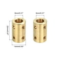 thumbnail image 2 of Uxcell Shaft Coupler Connector L22 x D14 8mm to 8mm Bore Brass Rigid Coupling w Screw,Wrench Gold 2Pack, 2 of 6