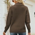 thumbnail image 3 of Homgro Women's V Neck Pullover Sweater Ladies Casual Mock Neck Quarter Zip Up Knit Sweater Winter Warm Thermal Zipper Knitted Long Sleeve Loose Fit Pullovers Knitwear Coffee Small, 3 of 3