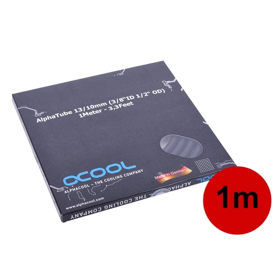 Alphacool Alphatube HF Tubing 10mm ID, 13mm OD (3/8" ID, 1/2" OD), 1 meter, UV Black