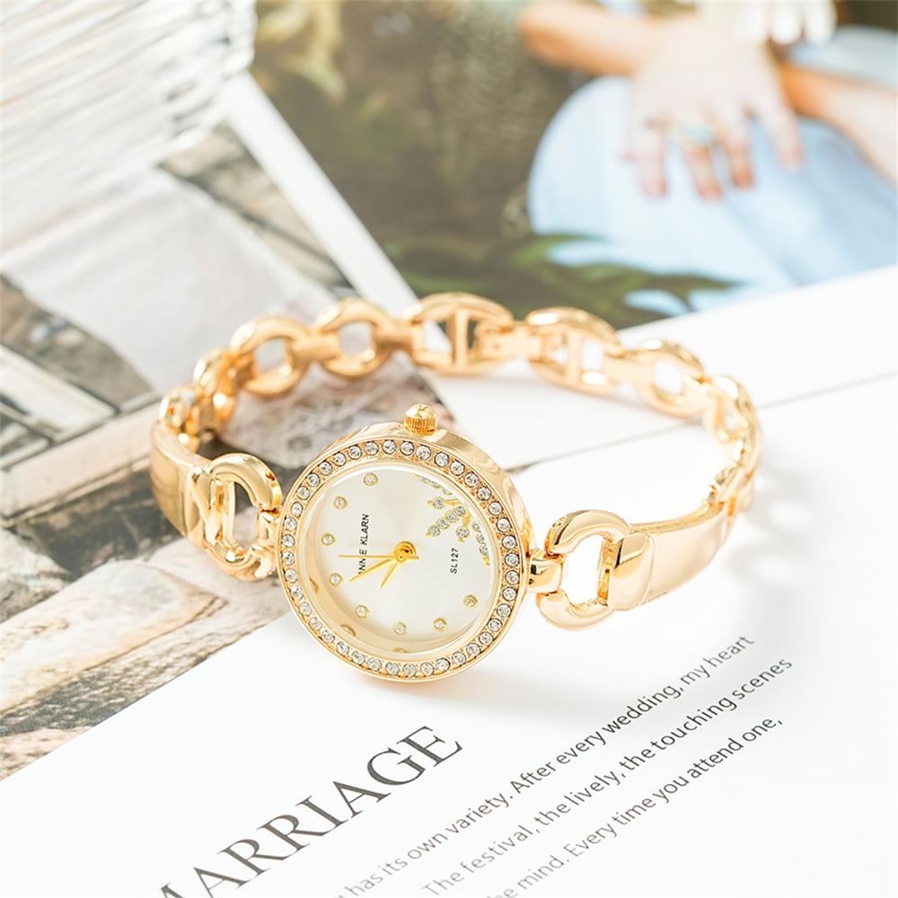 Gold Watches for Women Luxury Diamond Quartz Female Wristwatch Fashion Ladies Watch with Gift Box