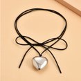 thumbnail image 3 of Yesbay Women Necklace Exaggerated Adjustable Lace-up Soft Golden Silver Color Gift Elegant Large Love Heart Pendant Necklace Jewelry, 3 of 8