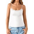 thumbnail image 2 of Wrongduck Women's Double Lined Lace Tank Top Sleeveless Fitted Cami Adjustable Strap Layering Fashion Top, 2 of 7