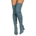 thumbnail image 2 of Women Denim Slouchy Pointy Toe Chunky Heel Over The Knee Boot 19431, 2 of 4