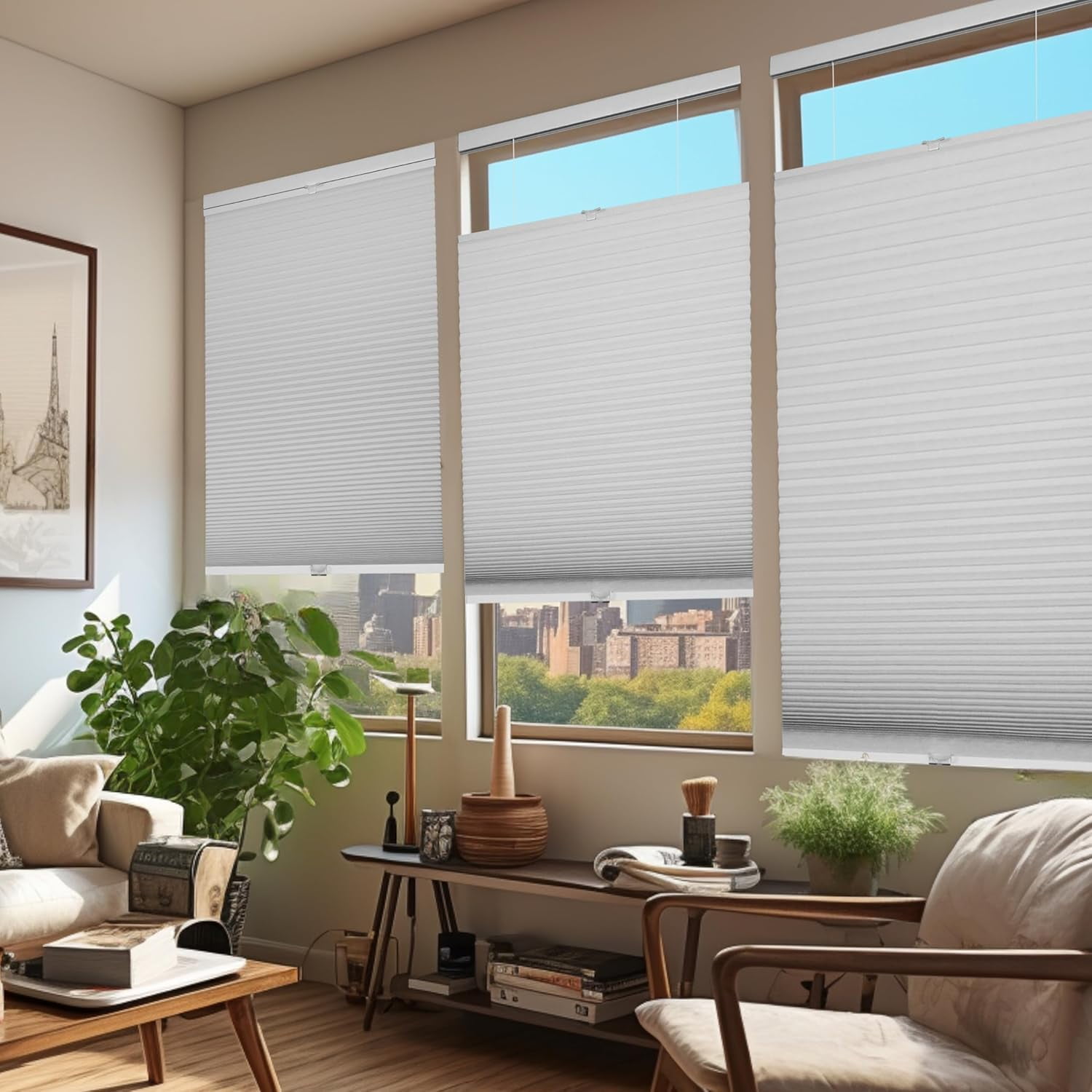 Chicology White Blackout Cordless Top Down Bottom Up Cellular Shades 48.5 in. W x 72 in. L