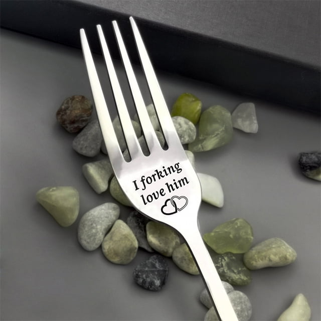 CRCMURE Tableware Valentine Gift Tableware Engraved Fork Best Present For Husband Madam Family And Friends Tableware Printing Stainless Steel Fork