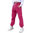 thumbnail image 6 of Lenpel Toddler Girls Boys' Cargo Sweatpants Elastic Waist Drawstring Active Joggers Baggy Lounge Pants with Pockets, 6 of 7