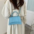 thumbnail image 4 of Artificial leather purses and handbags, one-shoulder crossbody bag with stone pattern. - blue, 4 of 5