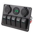 thumbnail image 1 of Panel de Interruptor Basculante de 5 Bandas, Aleacio de Aluminio IP65, Panel de Interruptor Basculante Resistente Al Agua Concendedor de Cigarros USB Dual, 1 of 7
