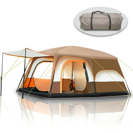 SUGIFT 6-Person Camping Tent Family Cabin Tent with Expandable Sunshade Foyer  Brown