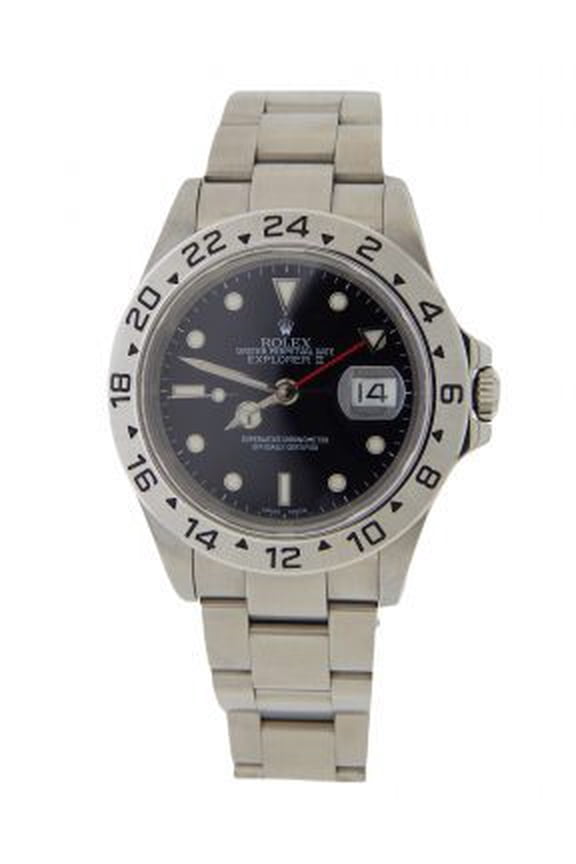 Pre-Owned Mens Rolex 16570 Stainless Steel Explorer II Watch with Black Dial