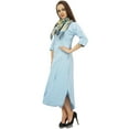 thumbnail image 3 of Bimba Women's 3/4 Sleeves Light Blue Casual Cowl Loose Maxi Dress With Scarf - 20, 3 of 5