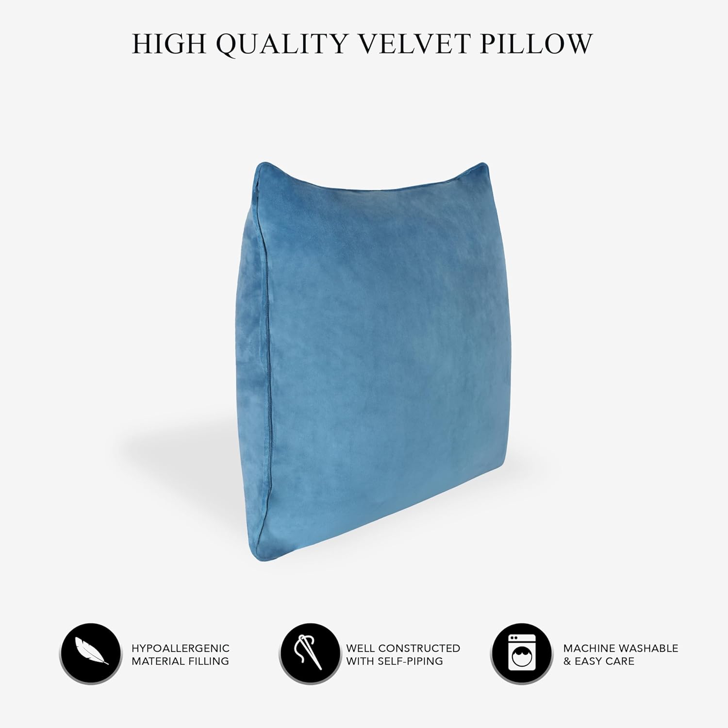 A1HC Hypoallergenic Down Alternative Decorative Throw Pillow, 22x22 in, Square, Pack of 1, Navy Blue