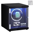 thumbnail image 1 of VEVOR Watch Winder, Single Watch Winder for Men's and Women's Automatic Watch, with Super Quiet Japanese Mabuchi Motor, Blue LED Light and Adapter, High-Density Board Shell and Black PU, 1 of 9