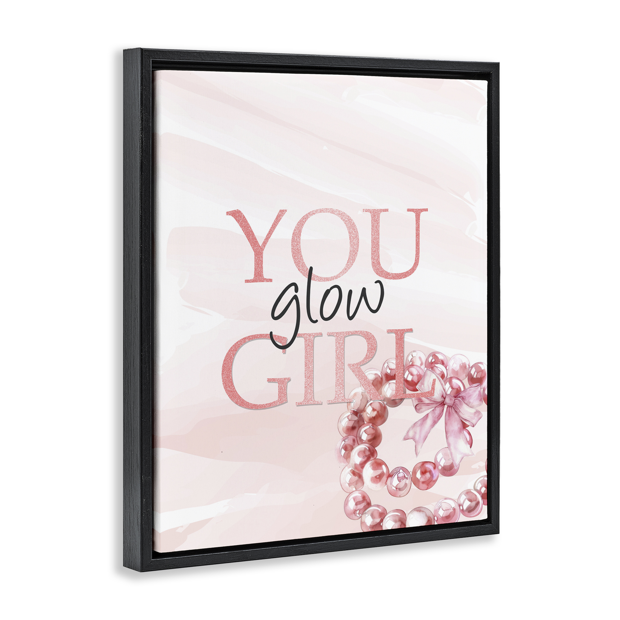 You Glow Girl Feminine Black Framed Floater Canvas Wall Art, design by Kim Allen