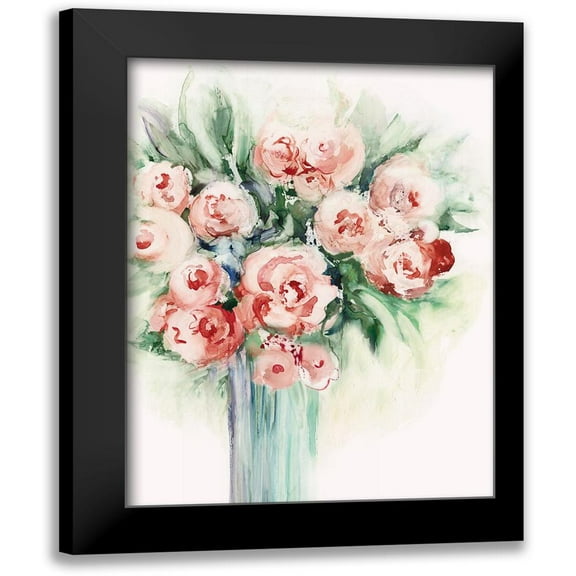 Lera 12x14 Black Modern Framed Museum Art Print Titled - Roses in a Vase I