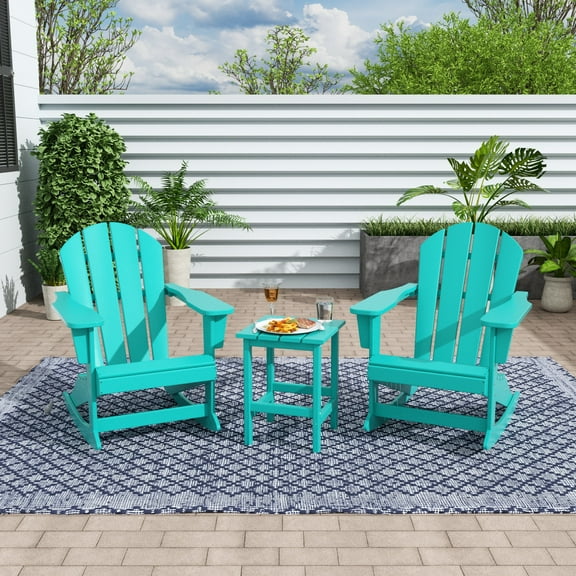WestinTrends Malibu 3 Piece Outdoor Rocking Chair Set, Turquoise
