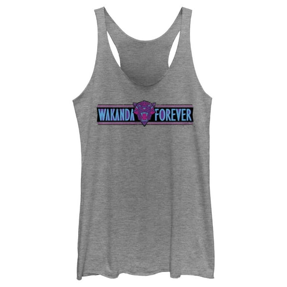 Women's Black Panther: Wakanda Forever Logo Banner Racerback Tank Top Gray Heather X Large