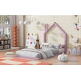 thumbnail image 5 of DreamBuck Montessori Floor Bed Twin with House-shaped Headboard, Metal Floor Bed Frame with Guardrails, Cute House Shaped Floor Bed for No Box Spring Needed, Easy Assembly, Pink, 5 of 9