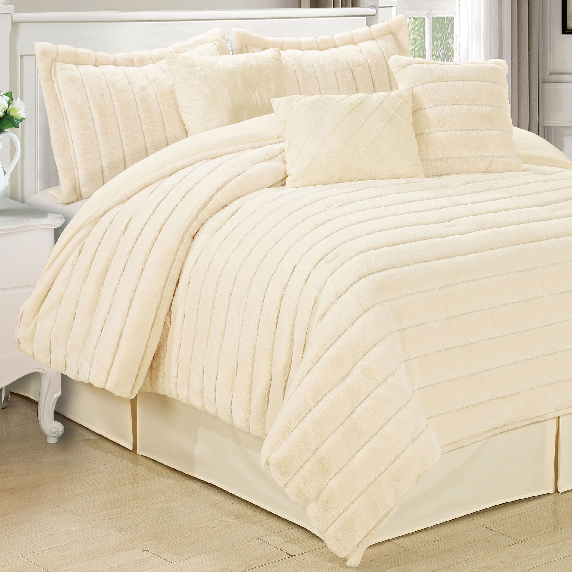 Serenta Rabbit Faux Fur 7 Piece Comforter Sets