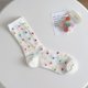 thumbnail image 5 of 4 pares de calcetines a rayas de lunares de colores para mujeres y niñas calcetines blancos transpirables apilados JM MX-0136400FYD, 5 of 5