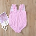 thumbnail image 3 of FRSASU Kids Clothing Summer Baby Kids Girls Striped Print Swimwear Swimsuit Pink 120(120), 3 of 9