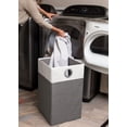 thumbnail image 4 of Grey & White Foldable Cloth Laundry Hamper with Handles - Collapsible Dirty Clothes Sorter for Easy Storage, 4 of 4