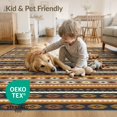 thumbnail image 4 of ODIKA 6'x9' Washable Area Rug Chindi Knit Striped Boho Southwestern Banded Motifs Multi Rag Flowing Dynamic for Dining Room, Under Table, Office Décor, Non-Slip Chair-Friendly, 4 of 7