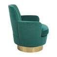 thumbnail image 5 of Hassch Velvet Upholstered Swivel Barrel Chair with Gold Stainless Steel Base, Modern Comfortable Living Room Lounge Chair with Deep Cushioned Seat (Emerald), 5 of 8