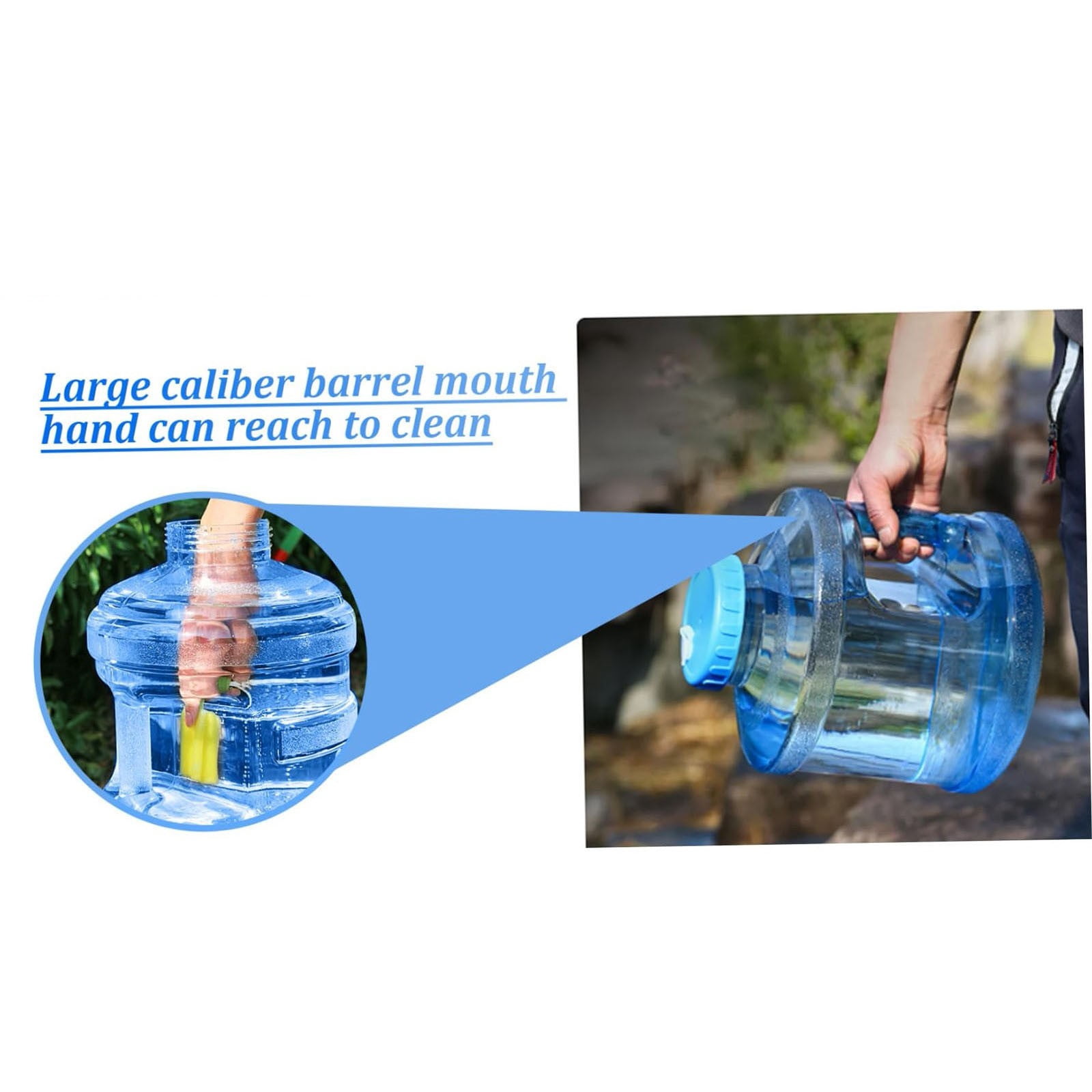 AQITTI 1.7 Gallon Gym Water Jug,Round Plastic Water Bottle Container with Screw Top Cap and Integrated Handle,Reusable,BPA Free,Large Capacity for Camping Outdoor Travel Gym Use Sky Blue