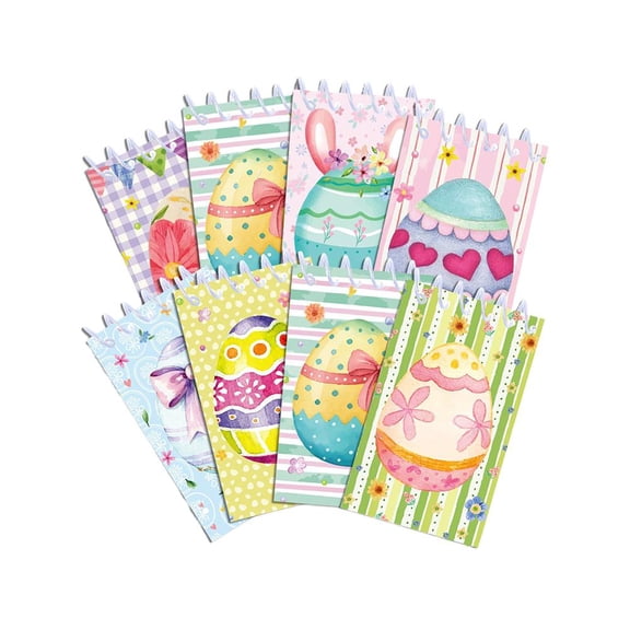 Easter Mini Notepads, 8 Pack with Egg Patterns, 10x6cm, Party Favors & Gift Sets