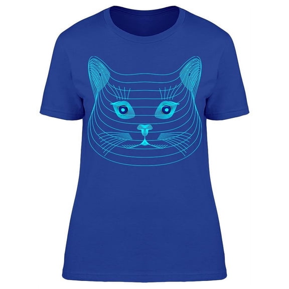 Geometric Line Design Cat Face T-Shirt Women -Image by Shutterstock, Female XX-Large